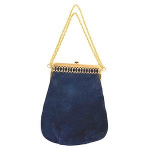 👜 Triangle New York Vintage Blue Suede Gold Tone
